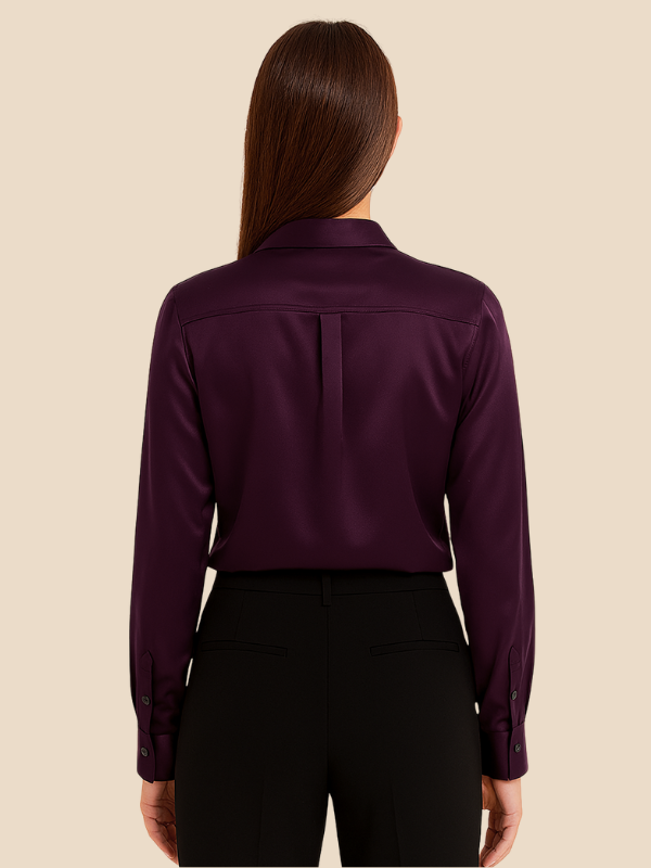 Casual chic long sleeve button blouse for women, easily transitioning from office to evening.