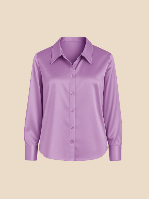 Versatile women's button-front long sleeve top, perfect for various office and casual occasions.