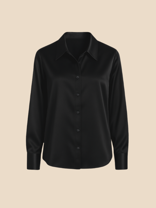 Women's sophisticated long sleeve button blouse, perfect for elegant office or business wear.