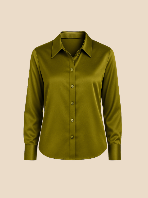 Women's elegant long sleeve button top, a refined piece for any professional or dressy event.