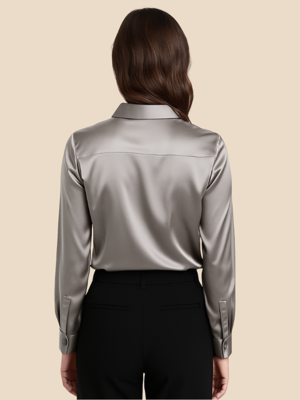 Stylish long sleeve button blouse for women, designed for a polished and professional appearance.