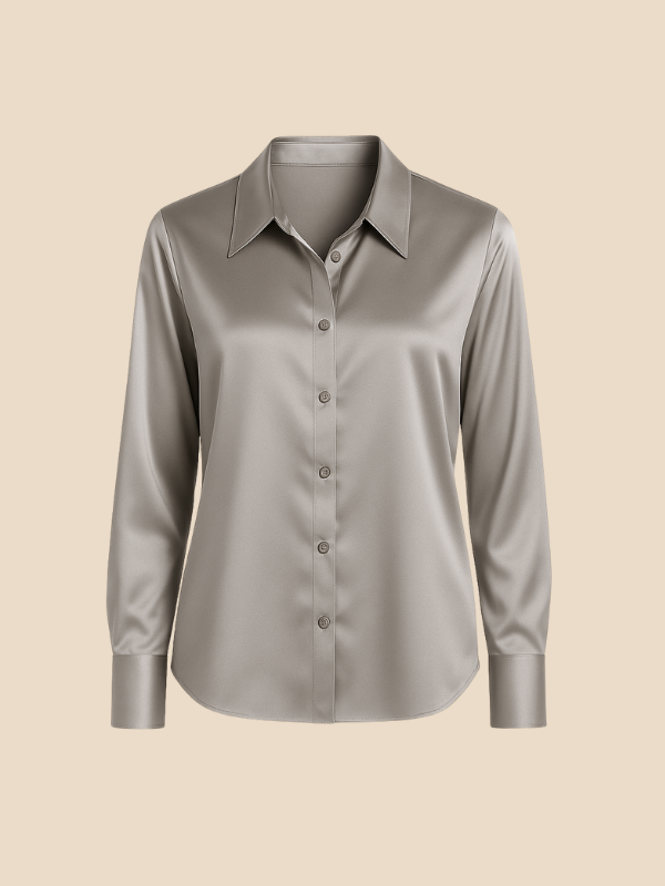 Professional women's long sleeve button-down, a key piece for any elegant work wardrobe.
