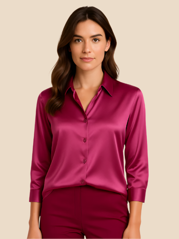 Versatile ladies' long sleeve button blouse, perfect for office, meetings, or smart casual.