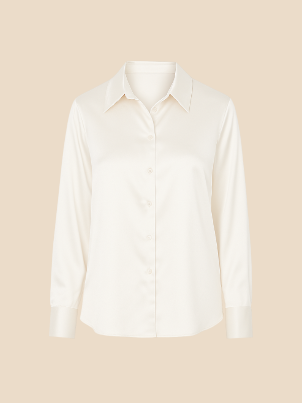 Sophisticated women's long sleeve button-front top, ideal for a smart office fashion statement.