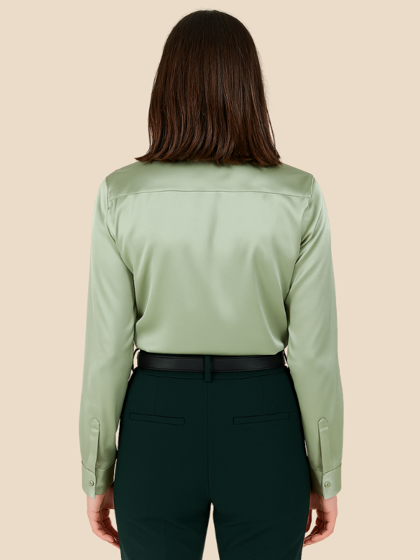 Elegant long sleeve button-up blouse, a must-have for professional women's daily attire.