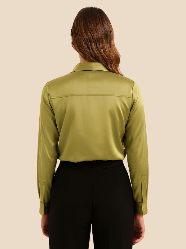 Professional ladies' long sleeve button-down, perfect for a refined and confident office look.