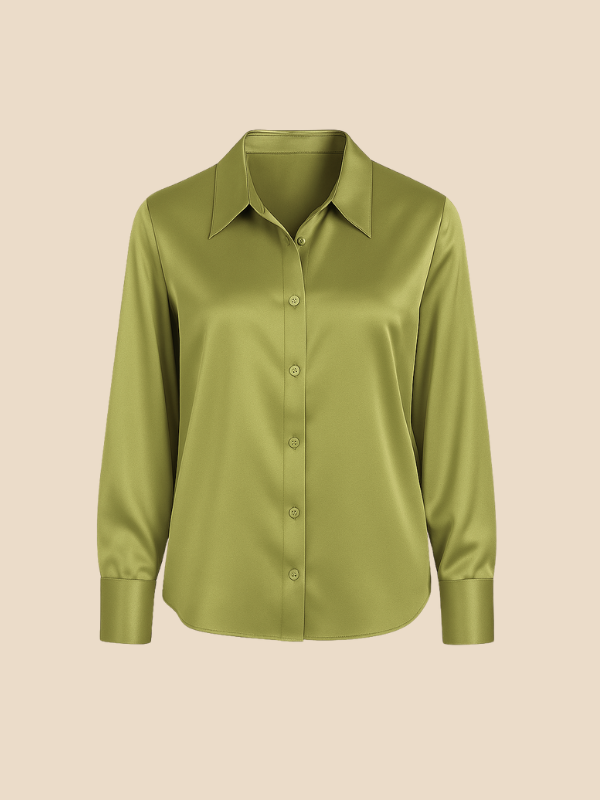 Chic women's long sleeve button blouse, providing elegance and comfort for workdays.