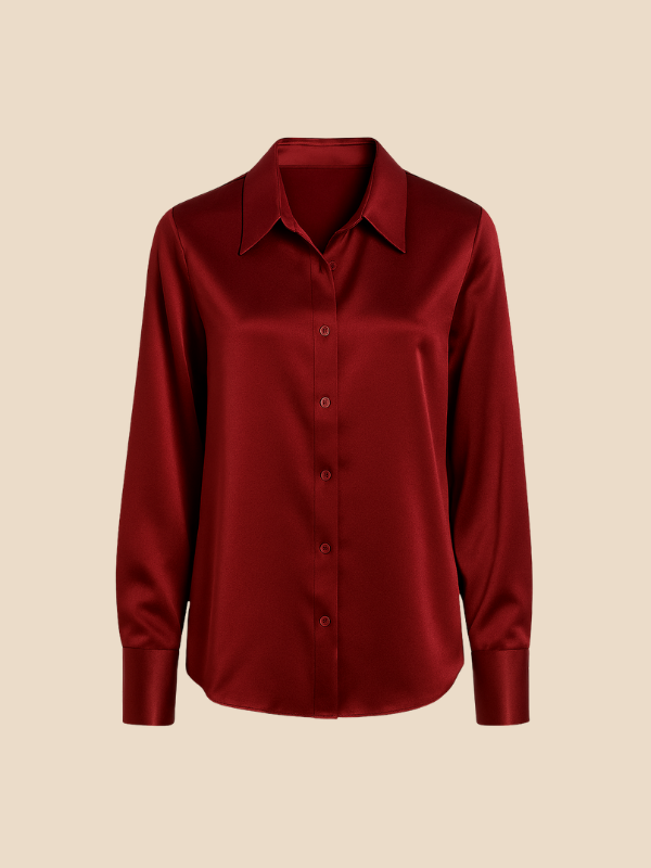 Versatile long sleeve button-front top for women, a staple for both office and weekend wear.