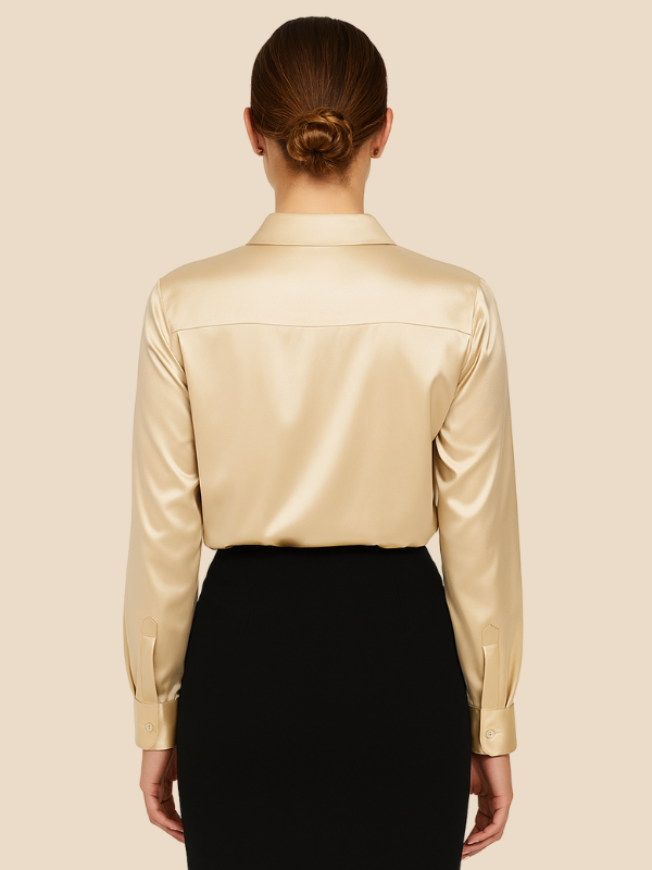 Women's elegant long sleeve button blouse, perfect for creating a polished and put-together look.