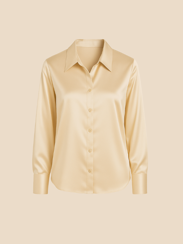 Stylish long sleeve button-front blouse for ladies, a versatile top for any professional setting.