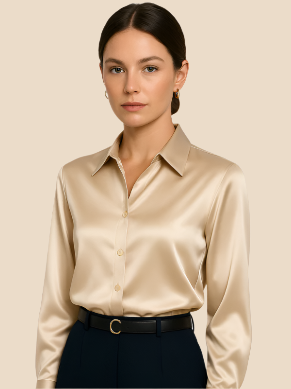 Chic long sleeve button-down blouse for women, combining fashion and professionalism effortlessly.