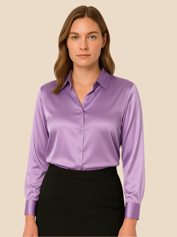 Elegant ladies' long sleeve button-up, a sophisticated choice for any professional wardrobe.