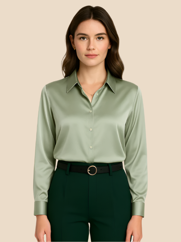 Ladies long sleeve button blouse, a versatile and sophisticated piece for modern fashion.