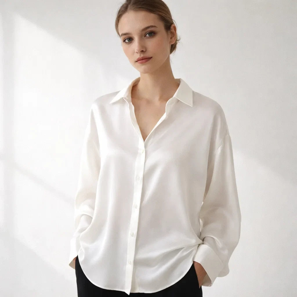 Versatile women's long sleeve blouse, perfect for casual or professional office fashion.