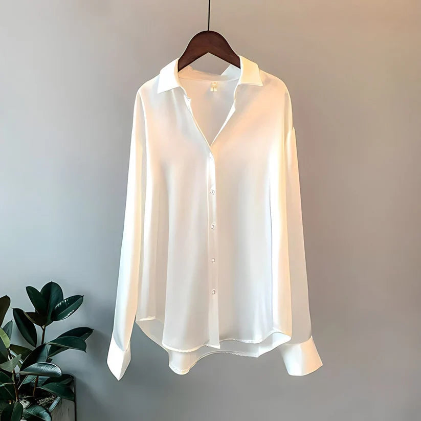 Stylish women's long sleeve elegant blouse, loose fit for comfortable office and professional wear.
