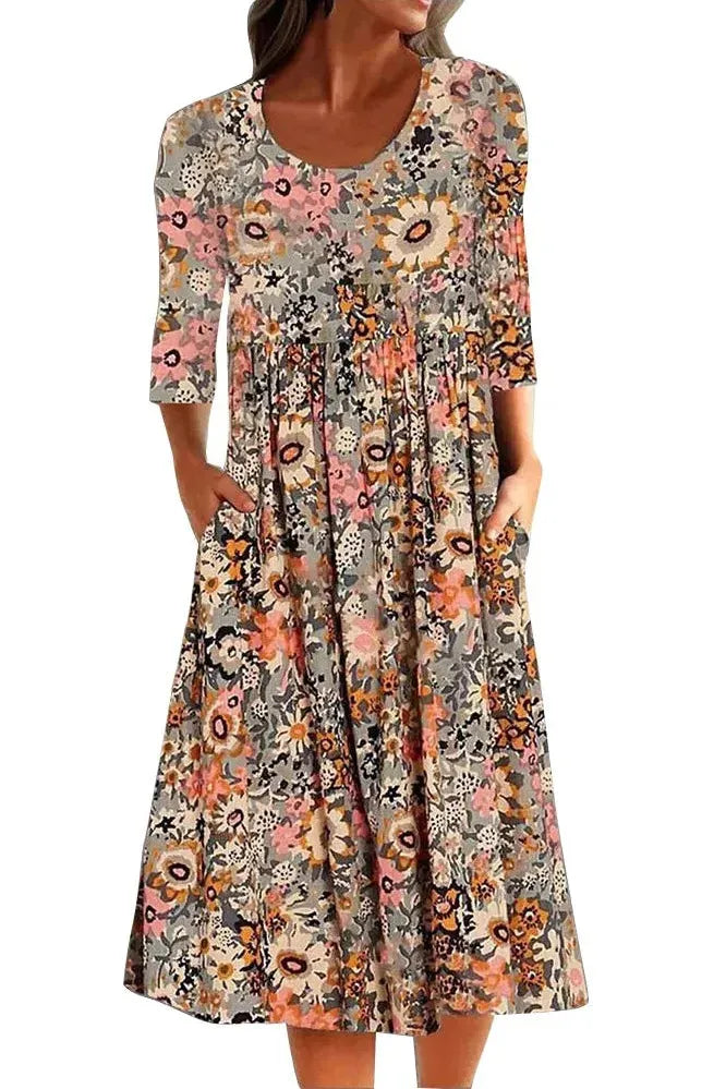 Comfortable women's midi dress featuring stylish buttons & a flattering silhouette for versatile fashion.