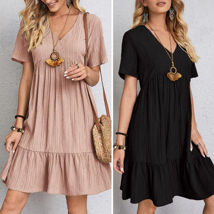Stylish women's midi dress with an elegant silhouette and flattering belly coverage for all occasions.