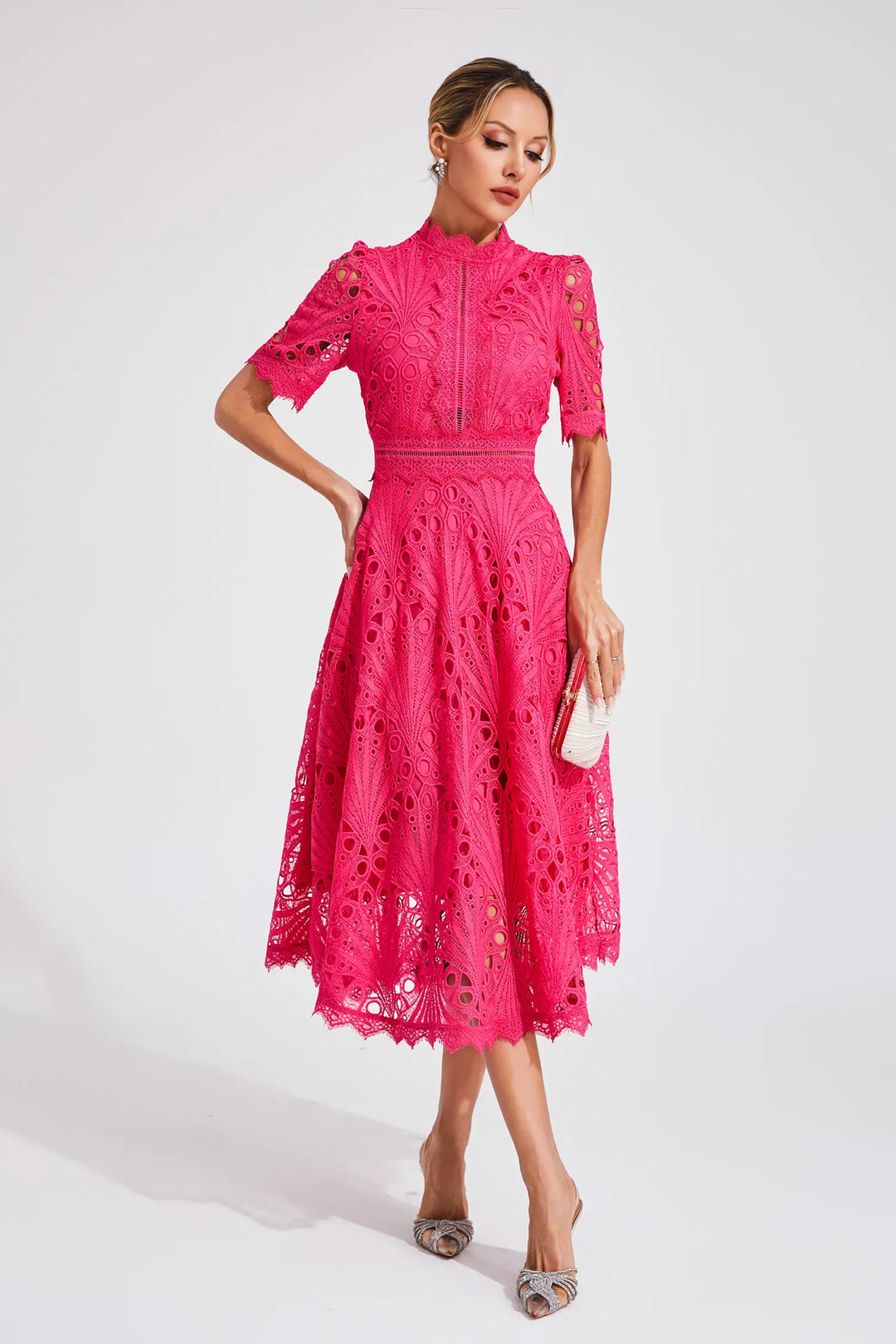 Beautiful women's tailored midi dress, perfect as a wedding guest or cocktail party attire.