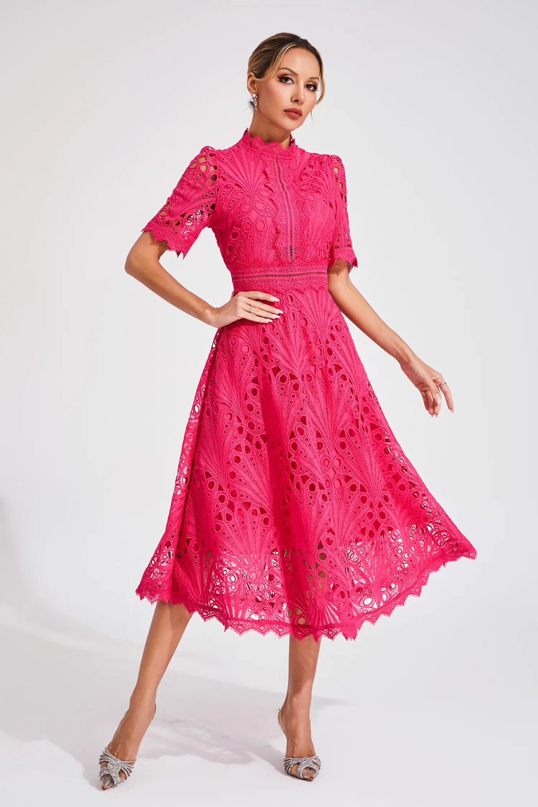 Stylish women's midi dress for formal events, elegant and comfortable for spring & summer.