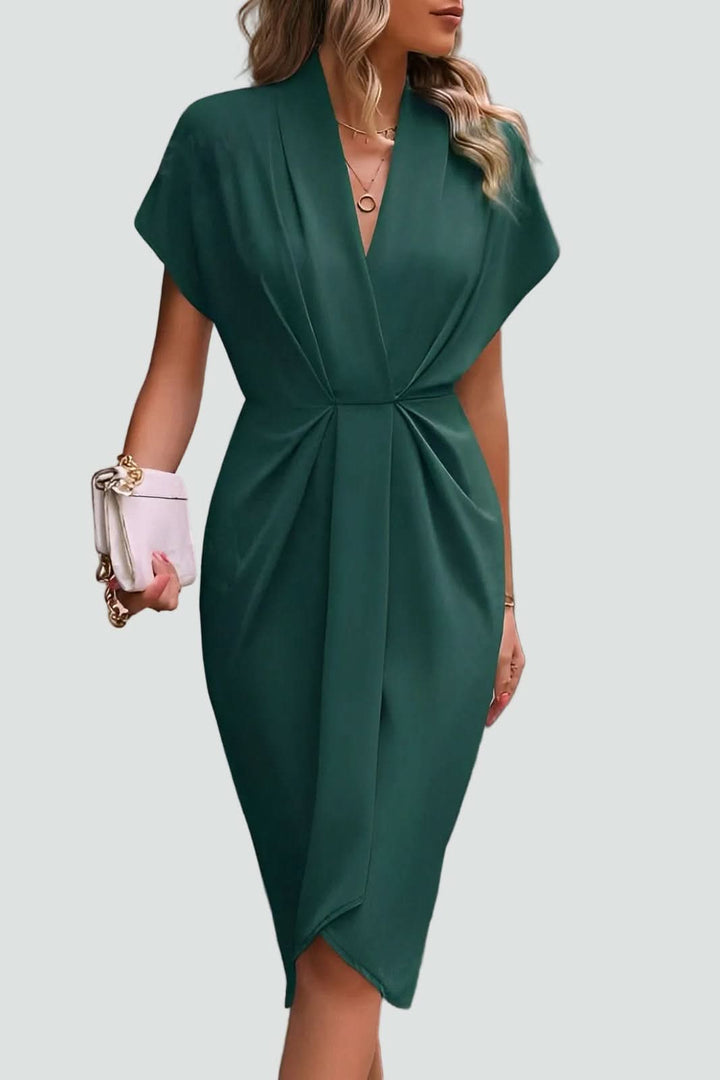 Chic women's midi wrap dress for a flattering style, suitable for cocktail, party, or elegant summer wear.