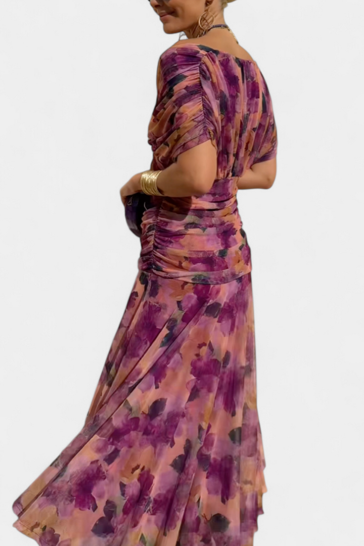 Long off-shoulder maxi dress for women, elegant evening wear. Perfect formal gown for special events & parties.