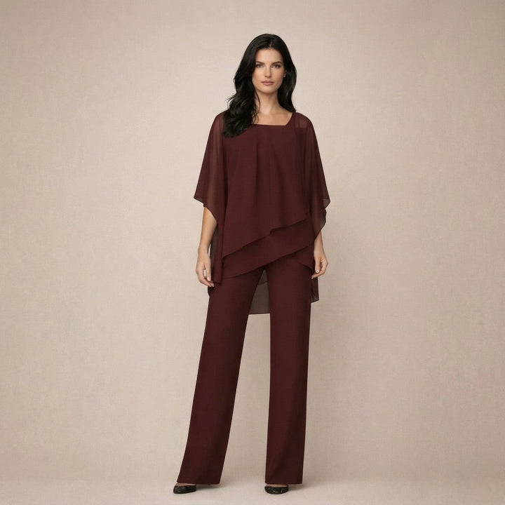 Versatile women's off-shoulder top & wide-leg pants set, ideal for summer. Elegant, comfortable, and casual chic fashion.