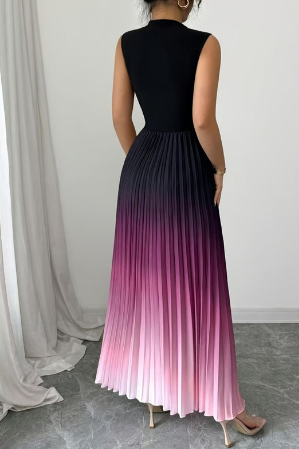 Women's fit & flare ombre maxi dress with keyhole halter neck, a chic choice for parties or elegant events.