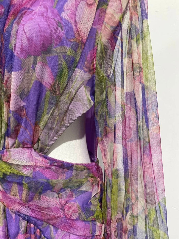Trendy one-shoulder floral maxi dress for women, a chic statement dress for parties and occasions.
