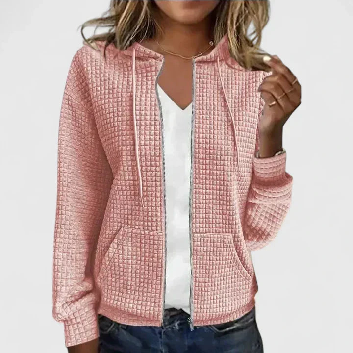 Comfortable women's open front cardigan, an elegant and chic layering piece for modern casual fashion. Everyday style.
