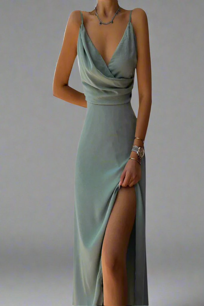 Stylish women's long maxi dress. An elegant party dress, perfect for spring, summer evenings, and special occasions.