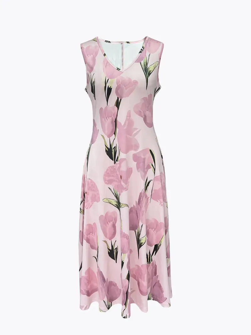 Beautiful pink floral maxi dress set for women, including a jacket. Great for elegant occasion wear & summer.