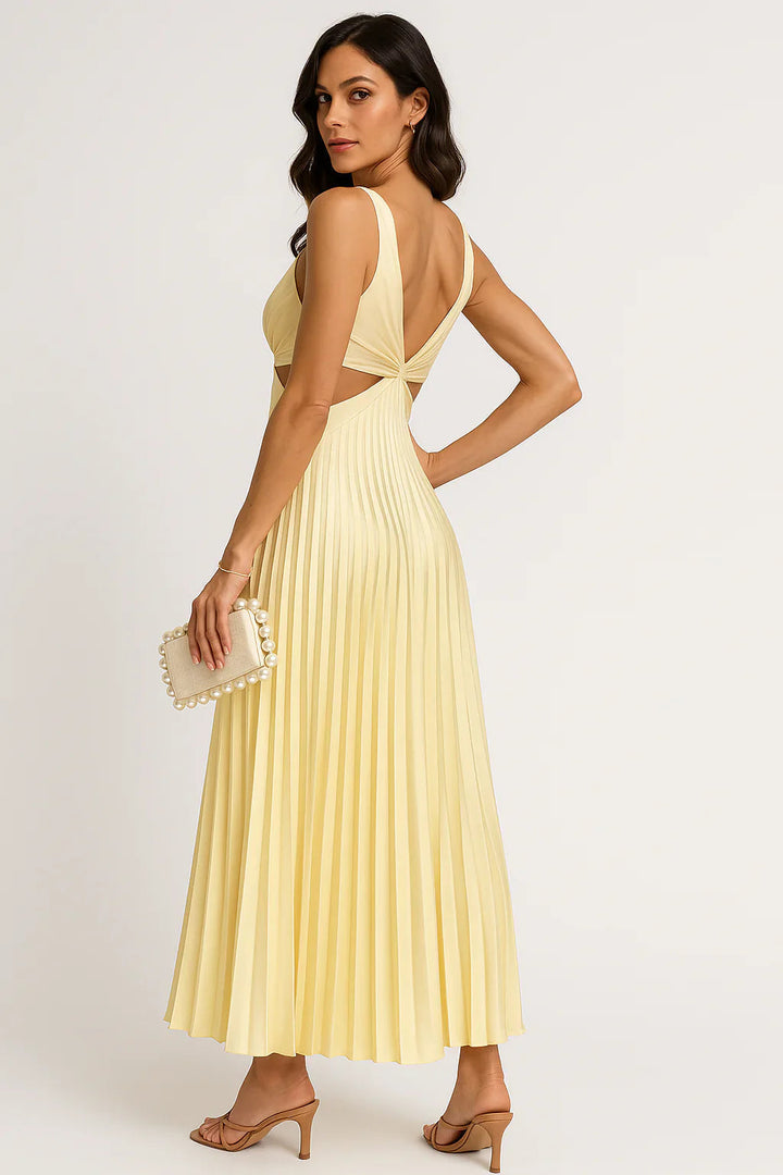 Light & elegant women's pleated midi dress, perfect as a flowing summer or spring party dress.