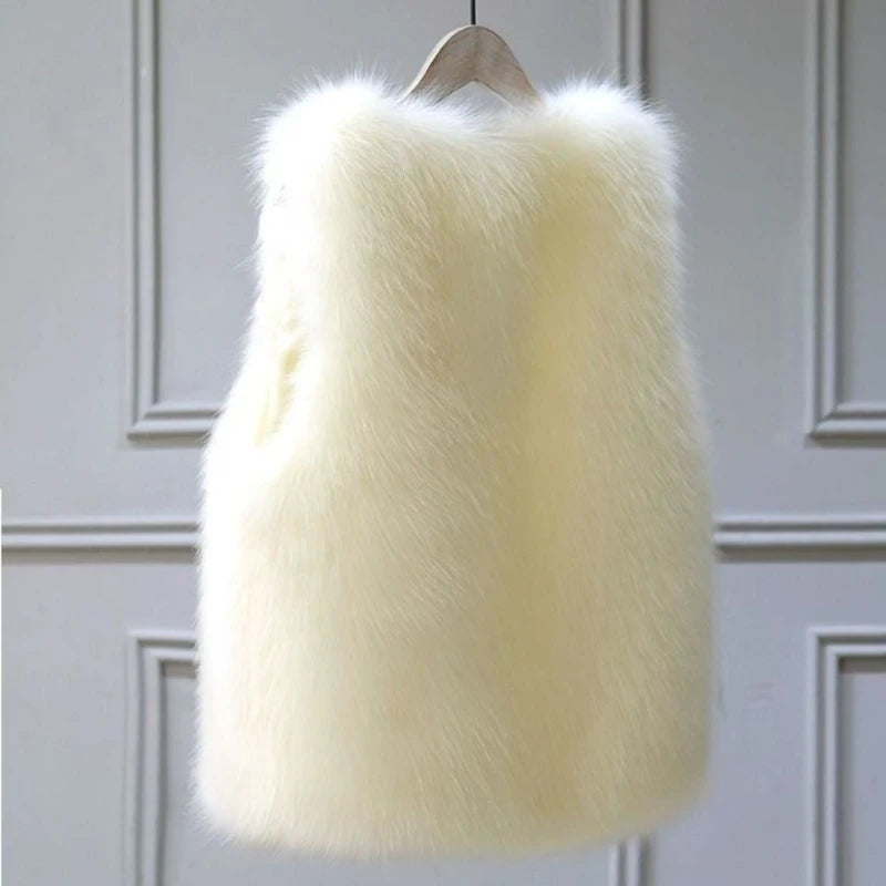 Soft plush women's vest, perfect warm winter outerwear for stylish fall and cold season layering.