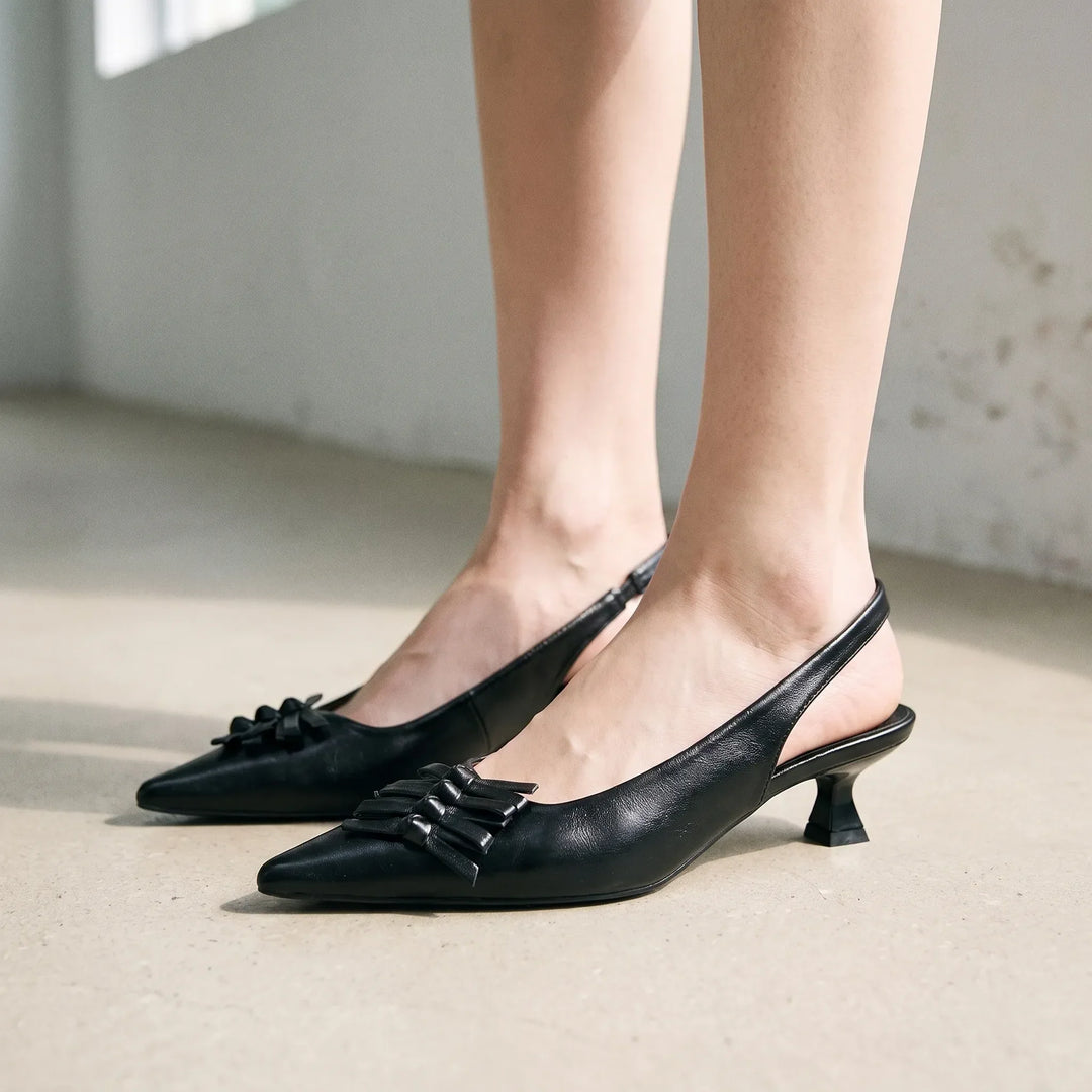 Elegant women's pointed toe slingback kitten heels, perfect for office wear or evening events.