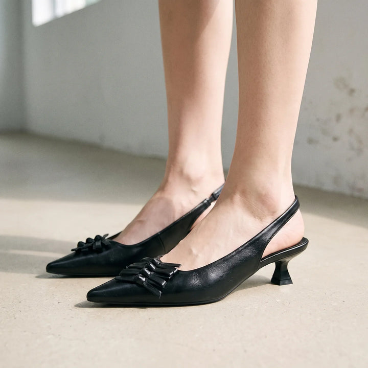 Elegant women's pointed toe slingback kitten heels, perfect for office wear or evening events.