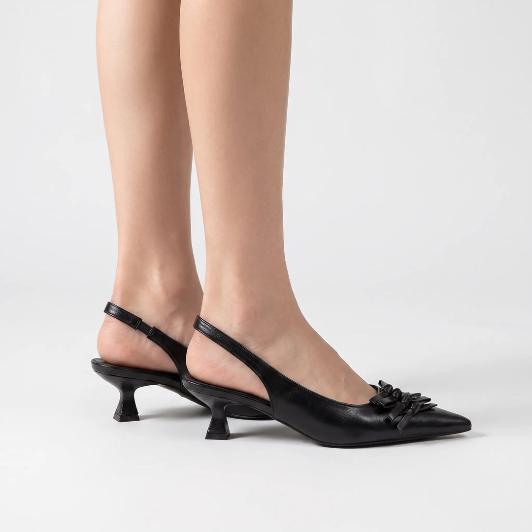 Chic women's pointed toe slingback kitten heels, versatile dress shoes for any formal occasion.