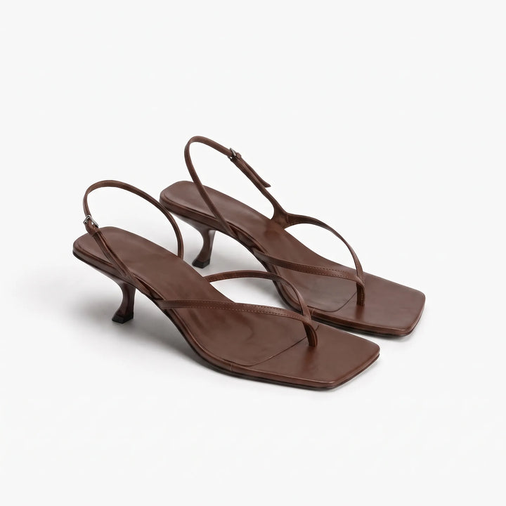 Chic women's square toe kitten heel sandals, comfortable and stylish day-to-night footwear.