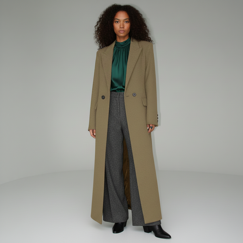 Essential ruby red women's long fitted coat, a timeless tailored piece for sophisticated winter and fall style.