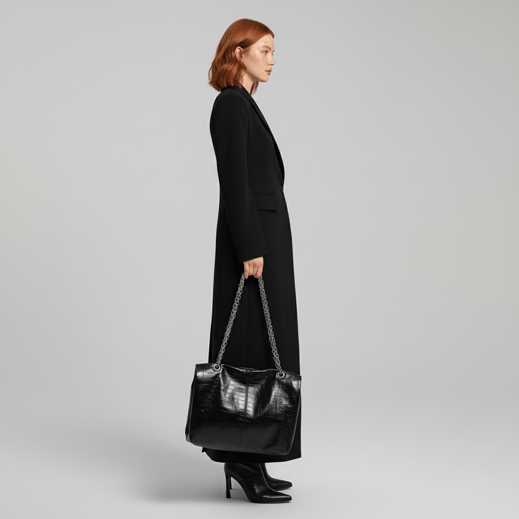 Sophisticated women's ruby tailored longline coat, a classic fitted design ideal for elegant evening and fall fashion.