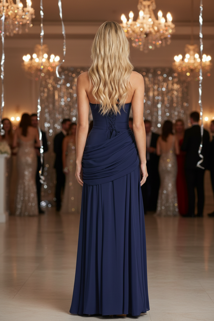 Comfortable women's long ruched maxi dress, perfect for casual summer days or a relaxing vacation.