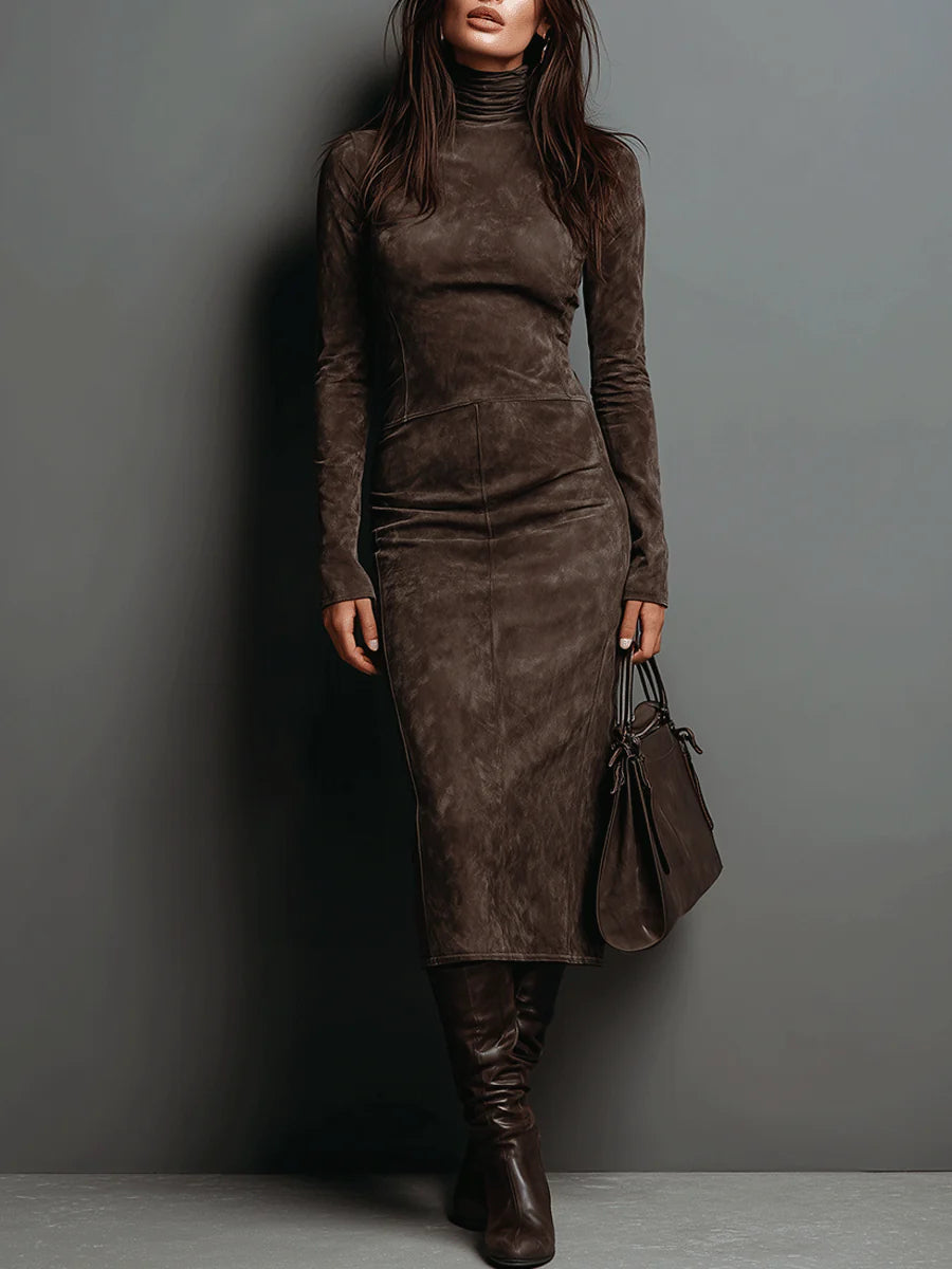 Elegant women's semi-formal bandage midi dress, long sleeve, bodycon style. Chic and flattering for occasions.