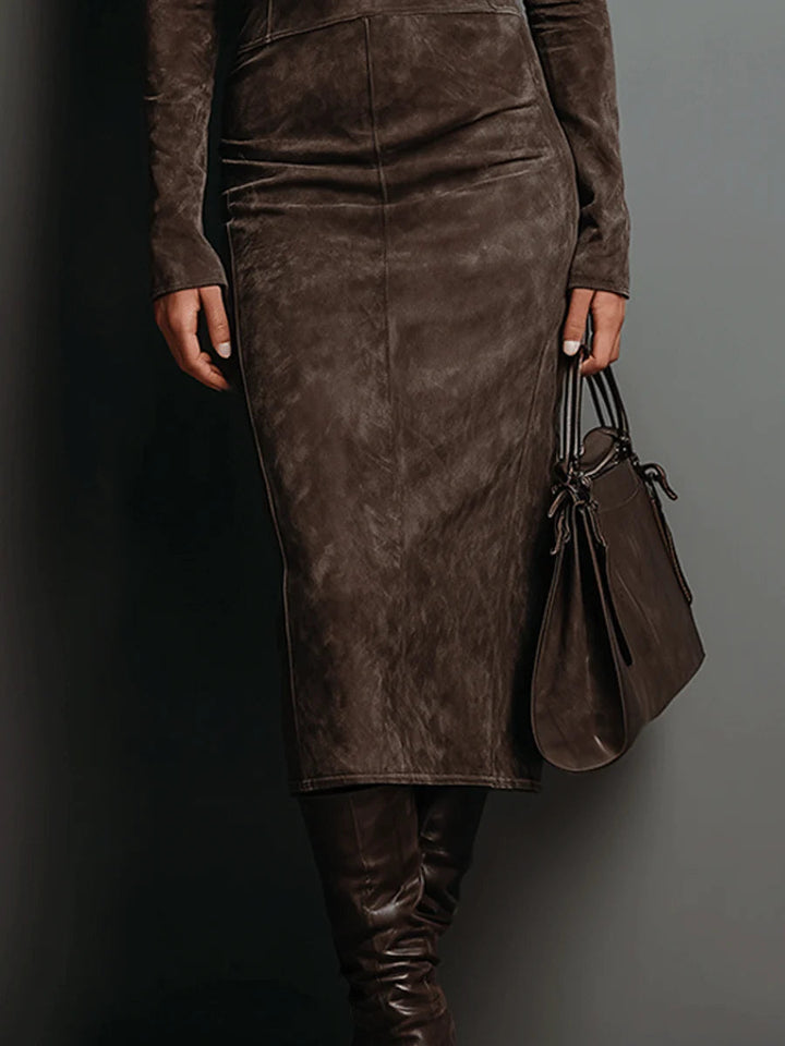 Stylish women's bandage midi dress, semi-formal and elegant. Bodycon fit with long sleeves, perfect for special occasions.