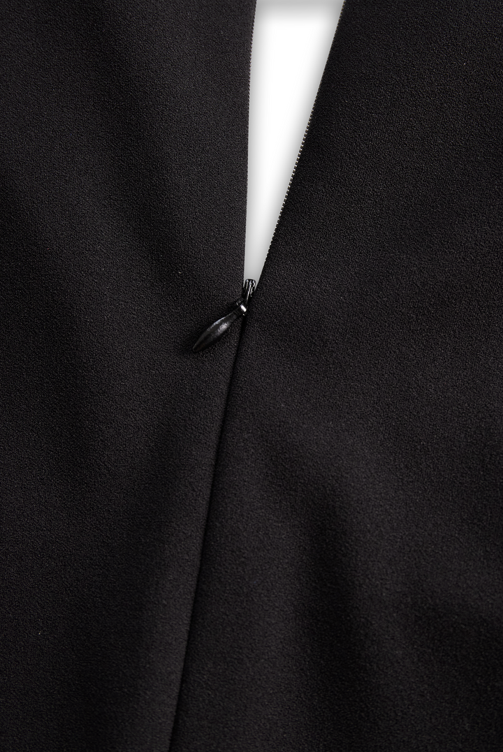 Classic elegance: women's belted sheath midi dress with a sophisticated mandarin collar.