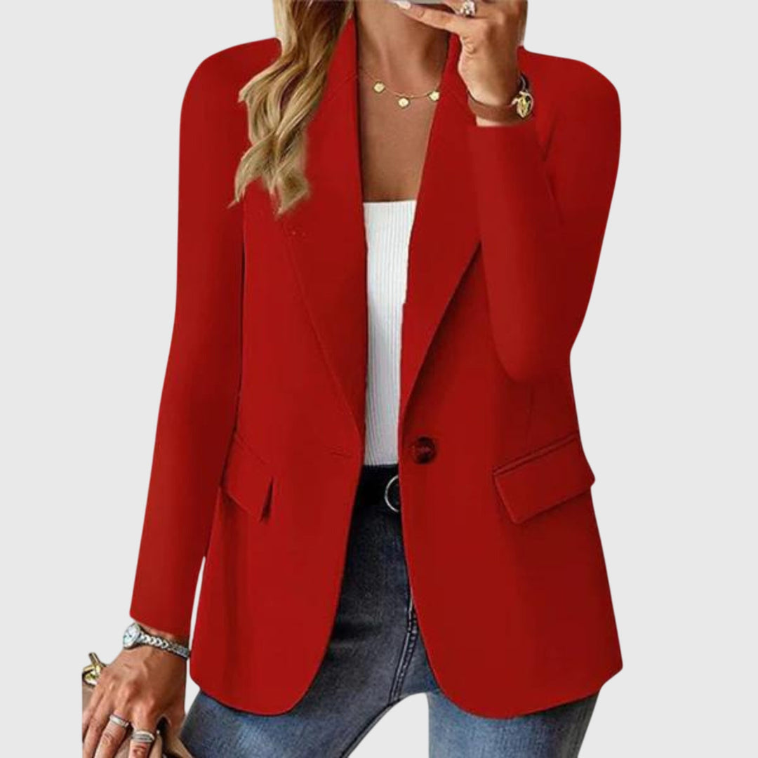 Elegant women's single-breasted blazer for a polished style. Classic workwear & business attire.