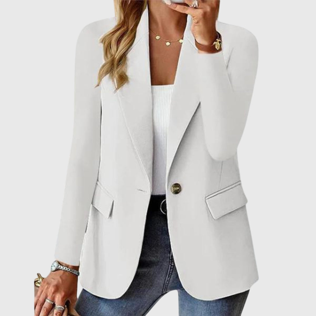 Colorful single-breasted women's blazer with notch lapel. Ideal for smart casual & business chic.