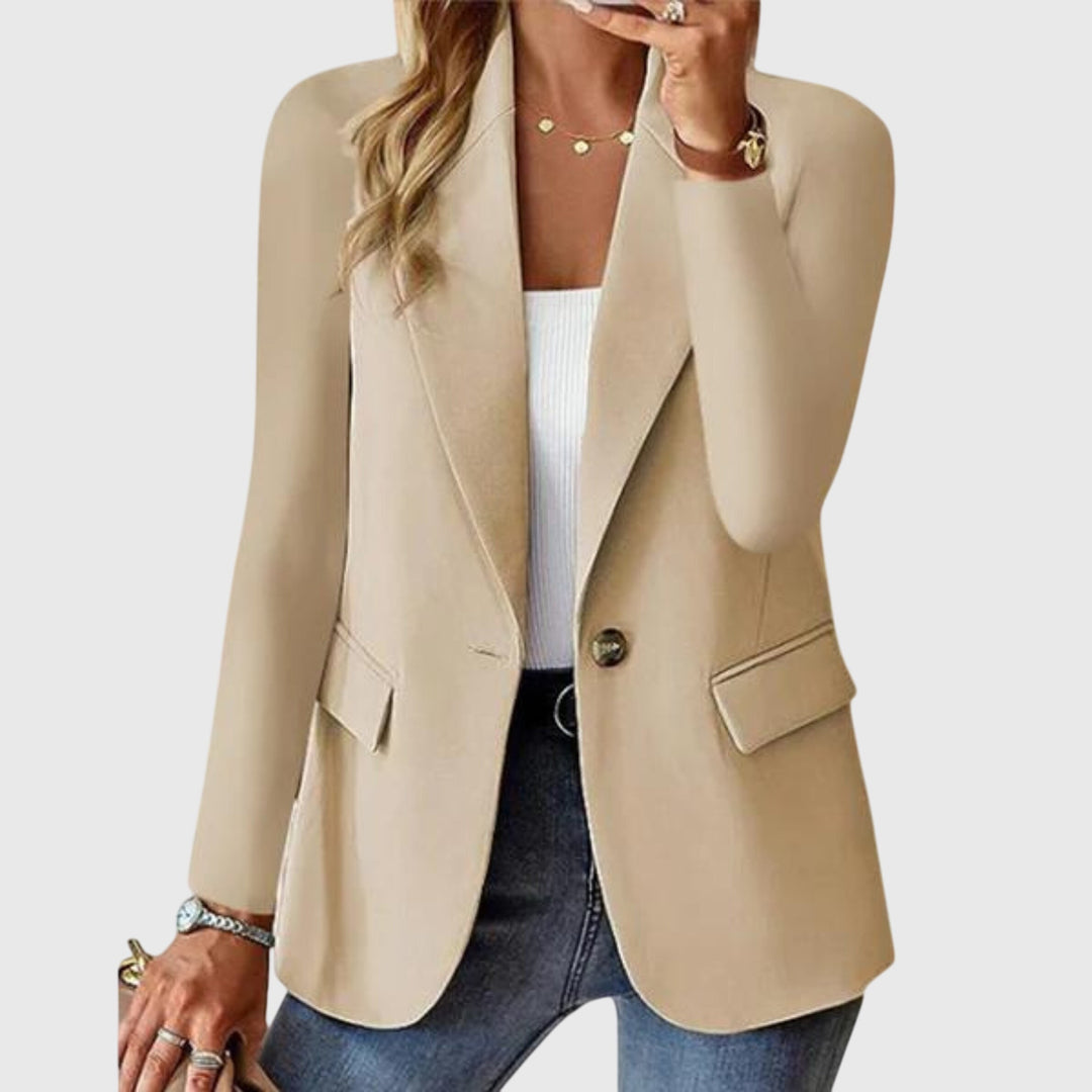Sophisticated women's elegant single-breasted blazer with notch lapel. Essential for classic style.
