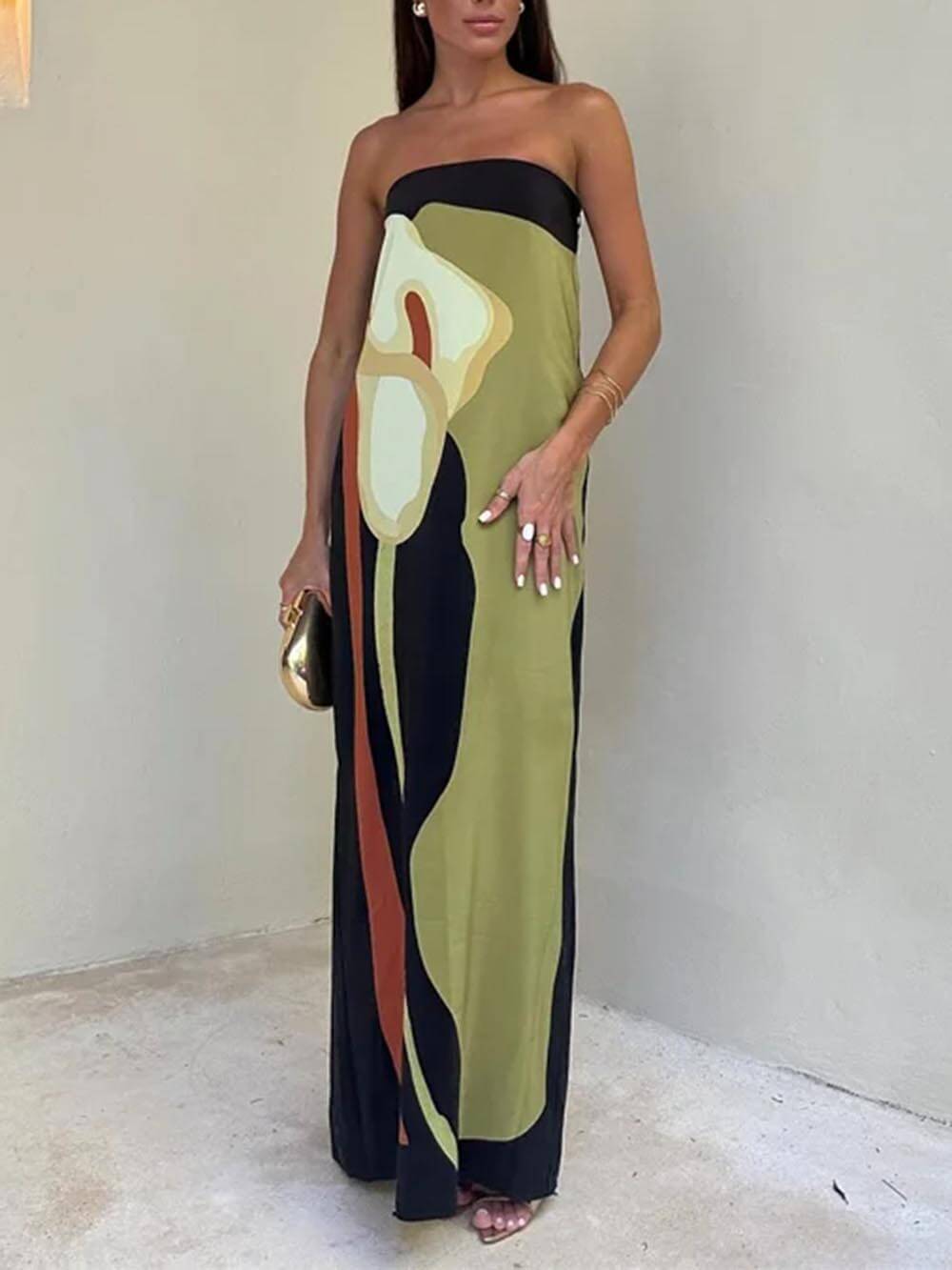 Elegant women's sleeveless maxi sundress, perfect for summer fashion and casual vacation wear.