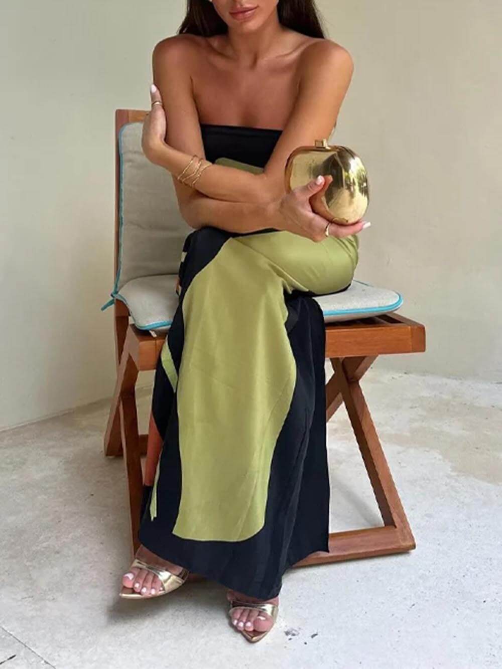 Stylish green sleeveless maxi sundress for women, ideal for beach wear and elegant summer occasions.