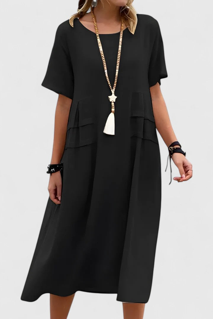 Stylish women's elegant midi dress, a versatile piece for any occasion, from office to evening events.
