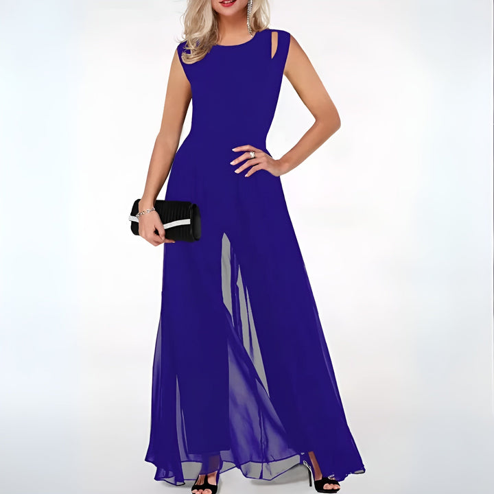 Crisp white women's sleeveless wide-leg jumpsuit, an elegant and comfortable one-piece for summer events.